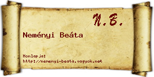 Neményi Beáta névjegykártya